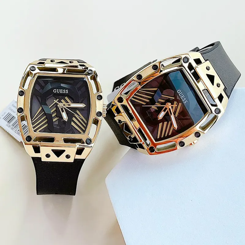 Guess Legend Black Dial Gold Bezel Men’s Watch- GW0500G1